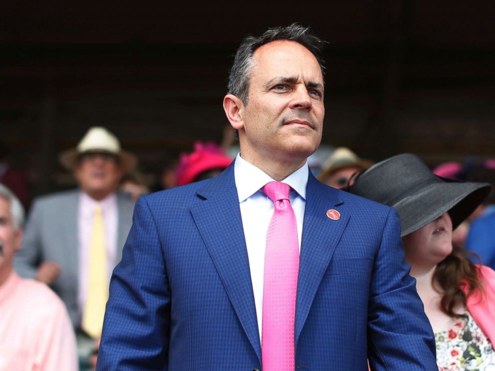 PHOTO: Kentucky Gov. Matt Bevin watches a race before the 144th running of the Kentucky Oaks horse race at Churchill Downs in Louisville, Ky., May 4, 2018.