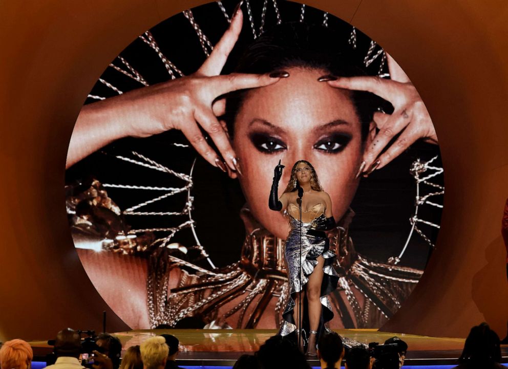 PHOTO: Beyonce accepts the Best Dance/Electronic Music Album award for "Renaissance" during the 65th GRAMMY Awards, Feb. 5, 2023, in Los Angeles.