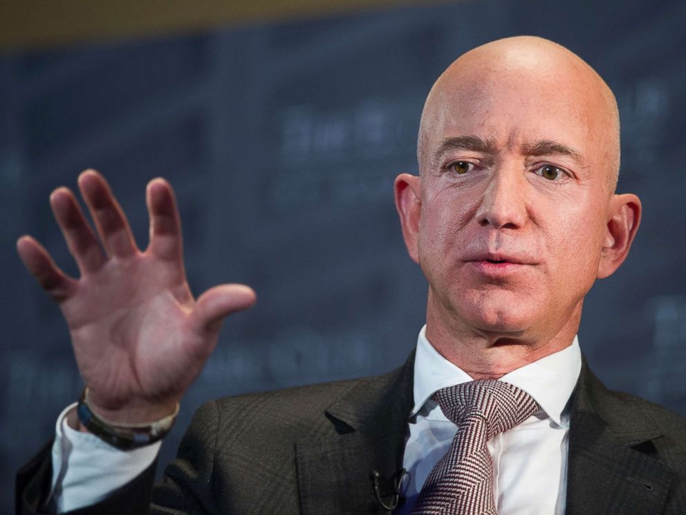 PHOTO: Jeff Bezos, Amazon founder and CEO, speaks at The Economic Club of Washingtons Milestone Celebration in Washington D.C., Sept. 13, 2018.