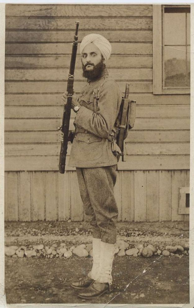 PHOTO: Bhagat Singh Thind poses for a portrain wearing his U.S. Army Uniform in 1918. Thind enlisted in the U.S. Army, and trained at Camp Lewis, Washington.