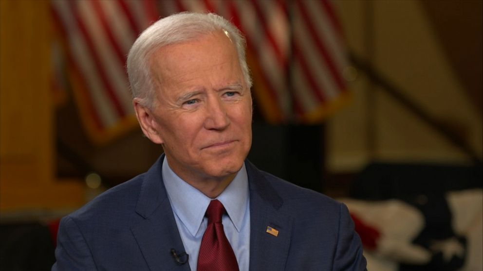 PHOTO: Joe Biden speaks with ABC News' Robin Roberts, April 29, 2019. 