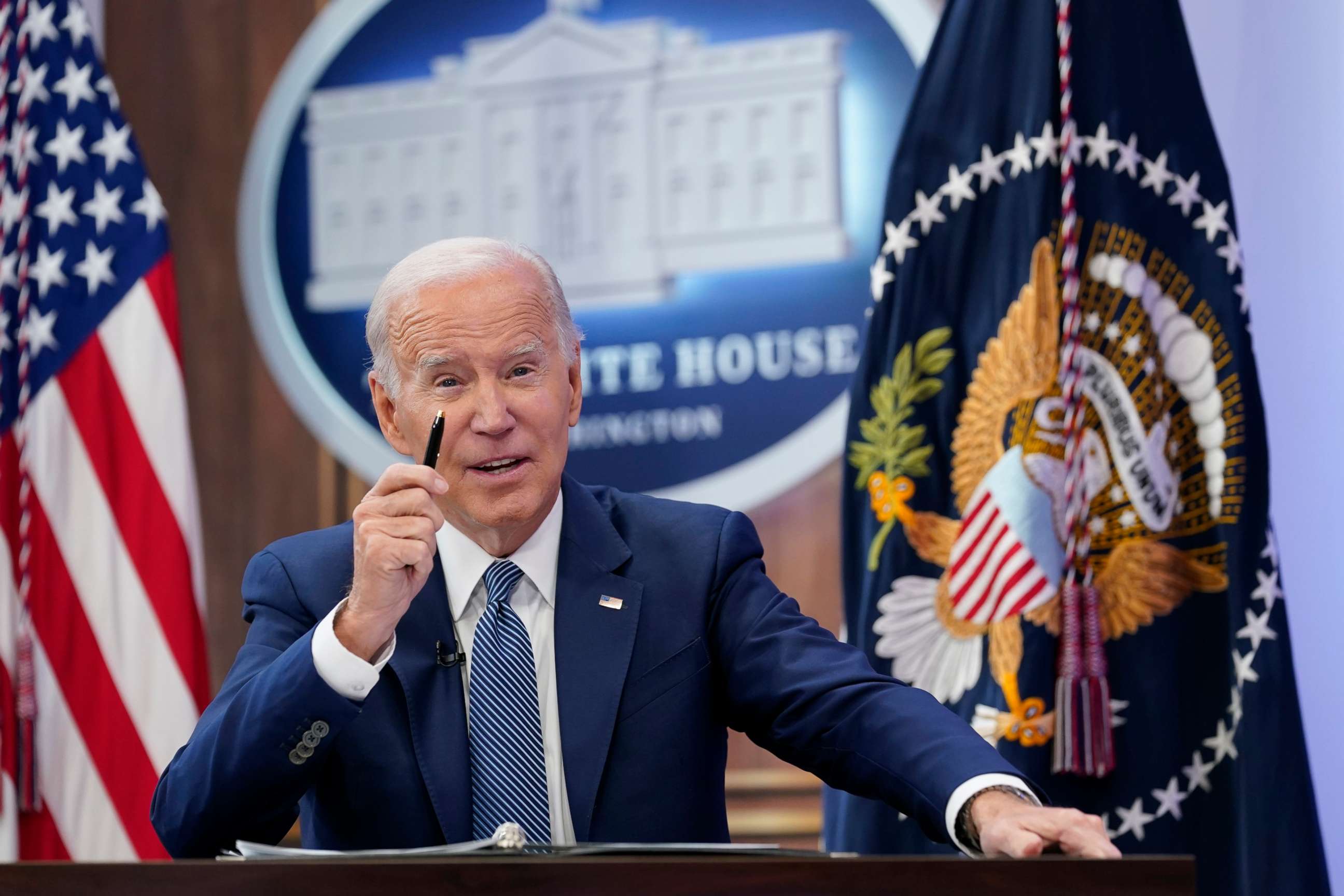 PHOTO: President Joe Biden speaks at the Summit on Fire Prevention and Control in the South Court Auditorium on the White House complex in Washington, on Oct. 11, 2022.