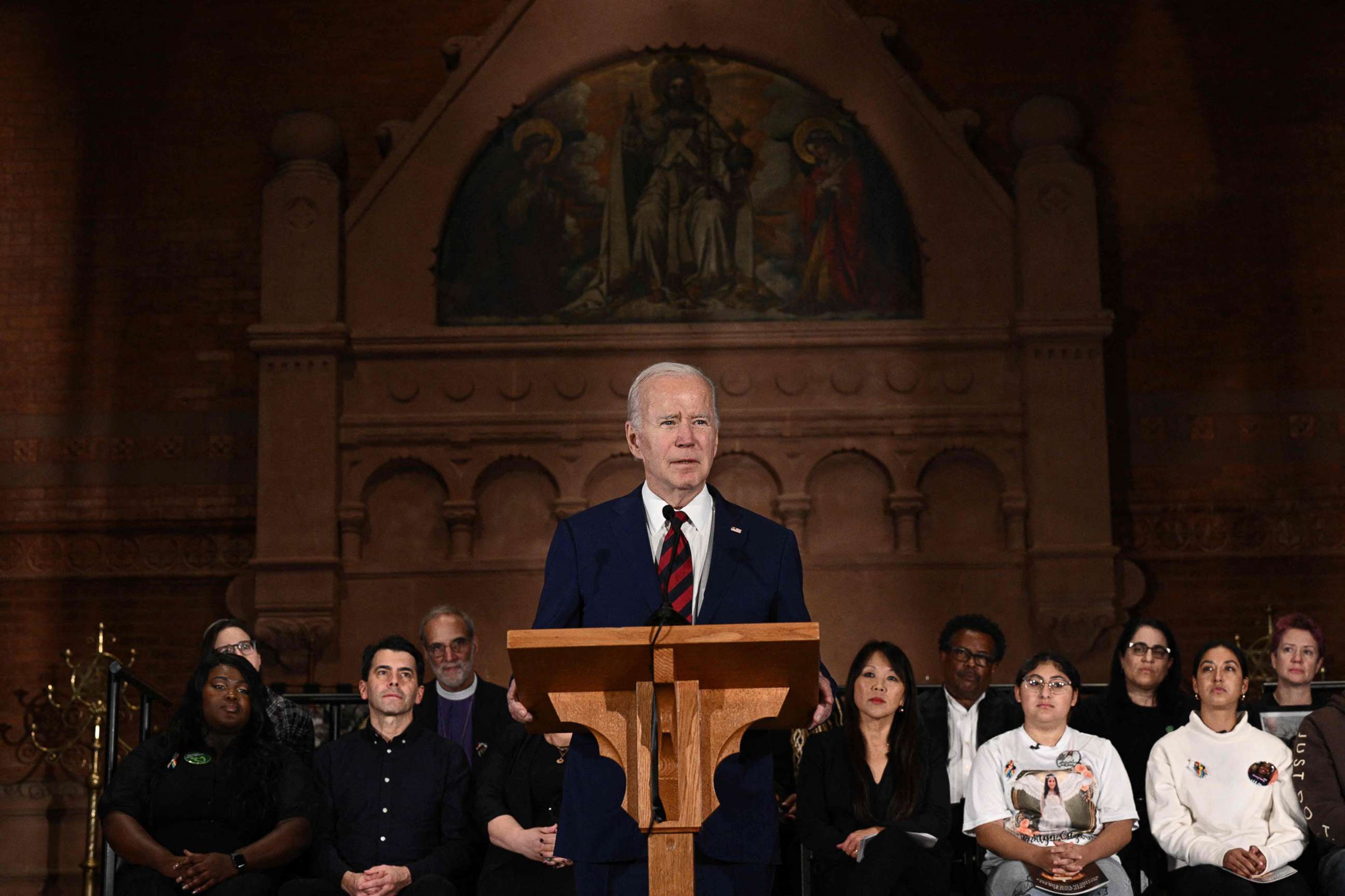 PHOTO: President Joe Biden speaks during the 10th Annual National Vigil for All Victims of Gun Violence at St. Marks Episcopal Church in Washington, D.C., on Dec. 7, 2022.