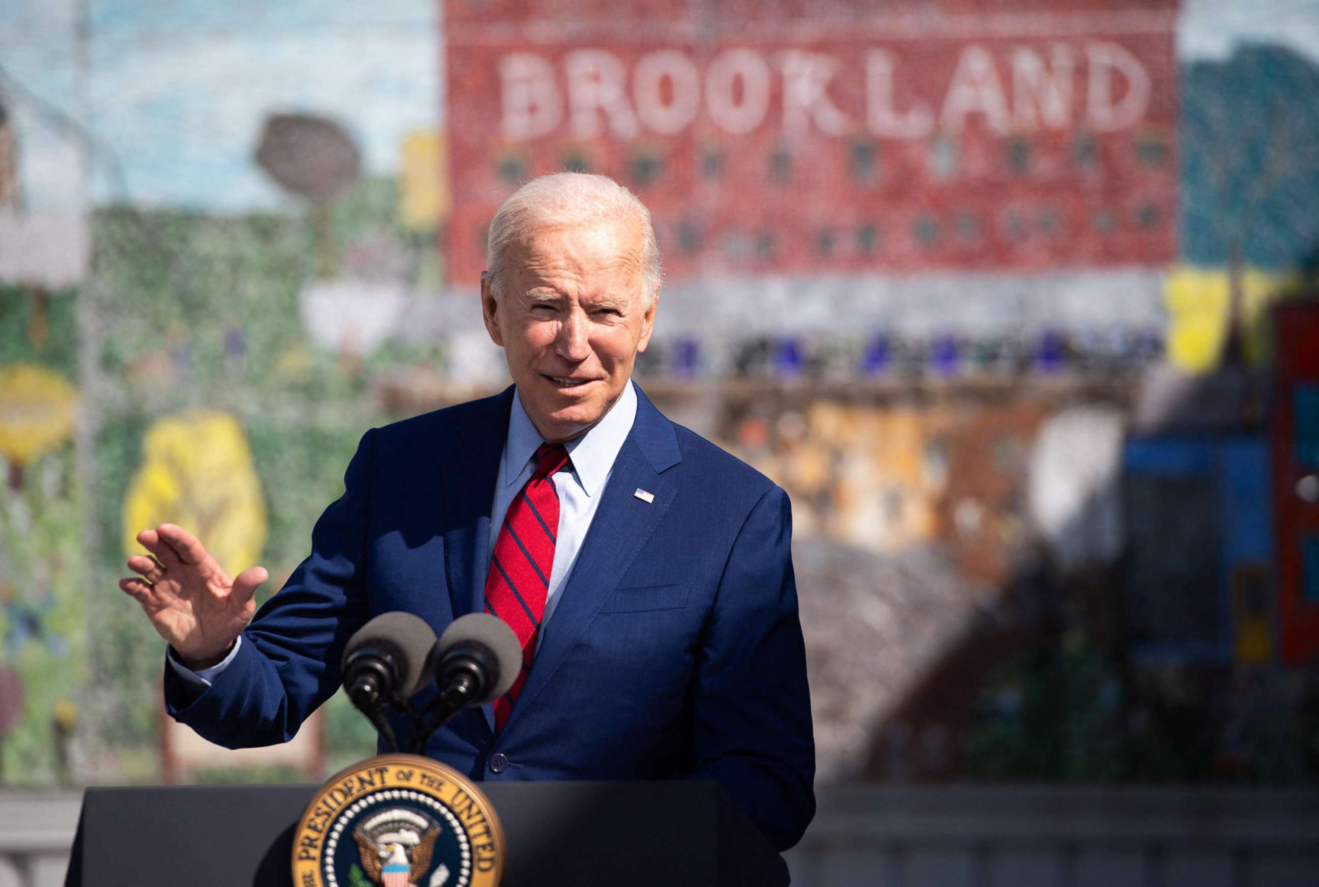 PHOTO: President Joe Biden speaks about coronavirus protections in schools during a visit to Brookland Middle School in Washington, D.C., Sept. 10, 2021.