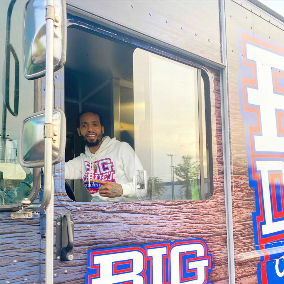 PHOTO: Owner, Derrick "D" Hayes of Big Dave's Cheesesteaks in Atlanta purchased a truck to help deliver food to local residents in the community in November 2020.