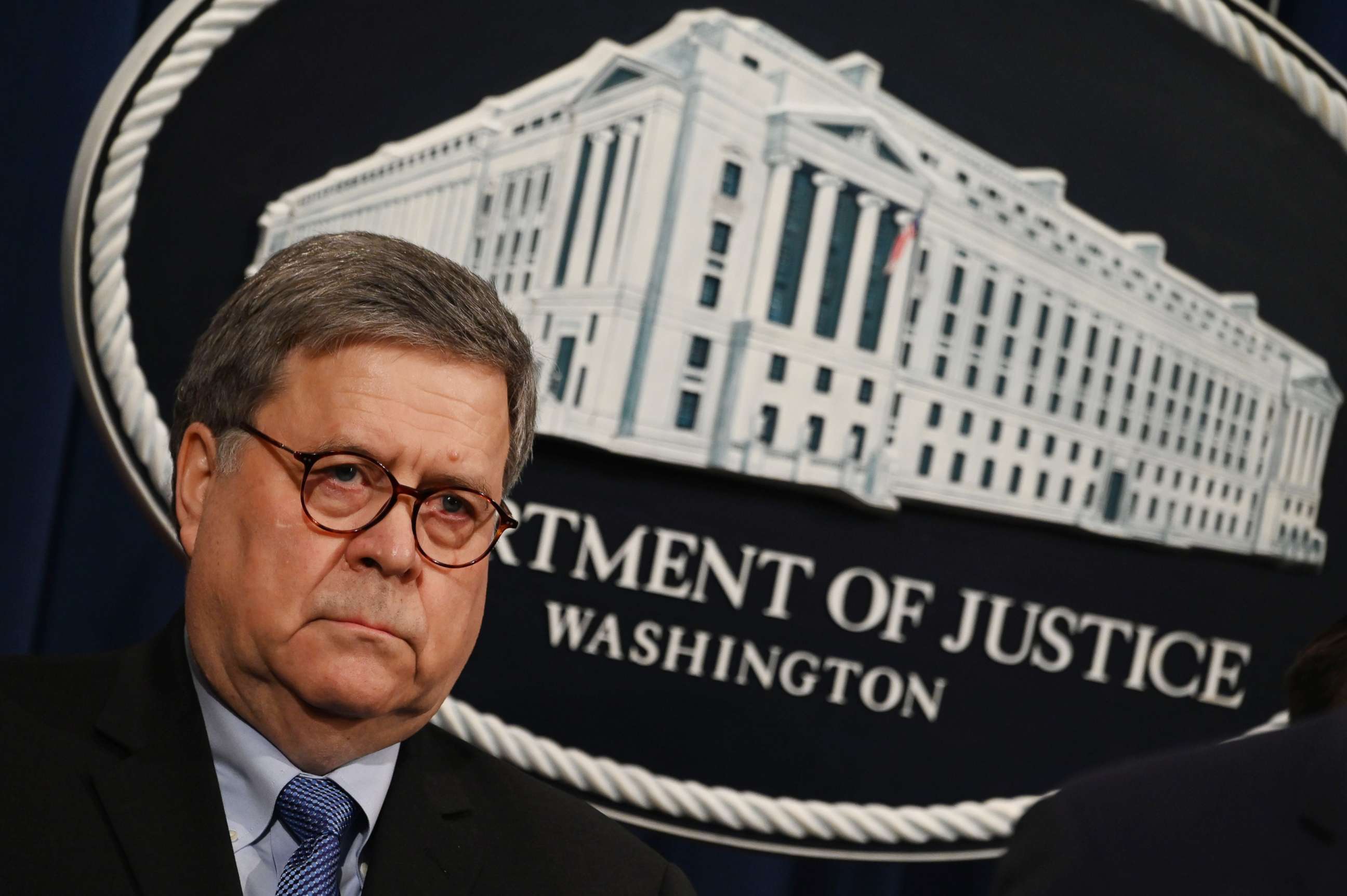 PHOTO: File photo of Attorney General William Barr holding a press conference at the Department of Justice in Washington on Jan. 13, 2020.