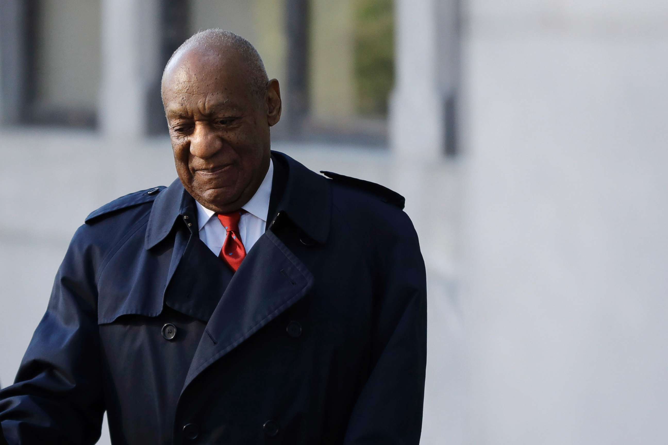 PHOTO: Bill Cosby arrives for his sexual assault trial, Thursday, April 26, 2018, at the Montgomery County Courthouse in Norristown, Pa.
