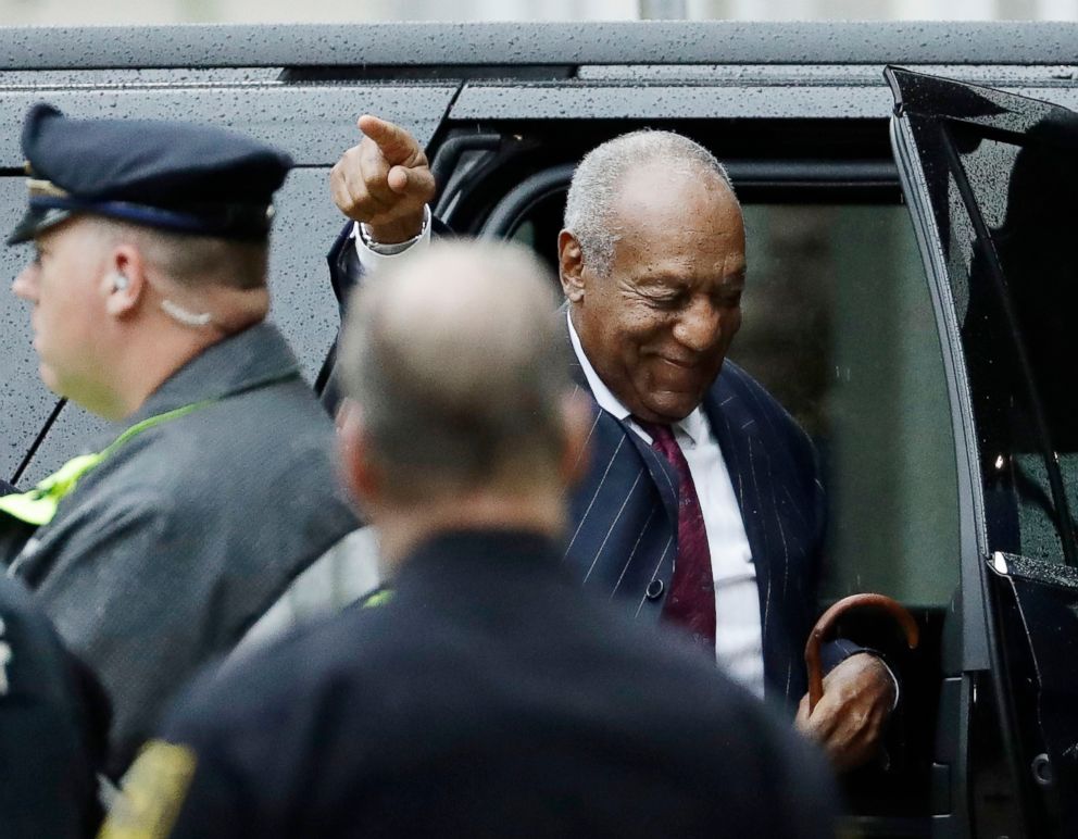 PHOTO: Bill Cosby gestures as he arrives for his sentencing hearing at the Montgomery County Courthouse, Sept. 25, 2018, in Norristown, Pa.