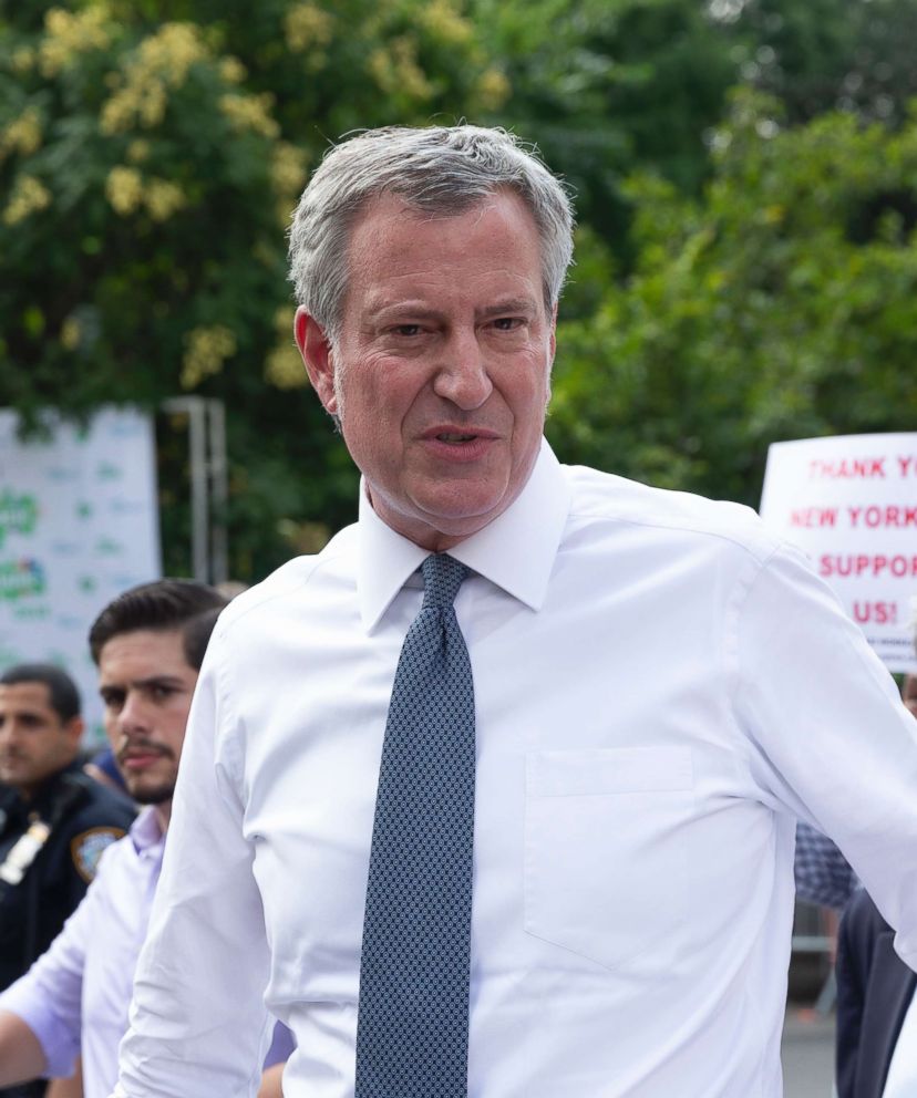 PHOTO: Mayor Bill de Blasio attends a rally in New York City, Aug. 9, 2018.