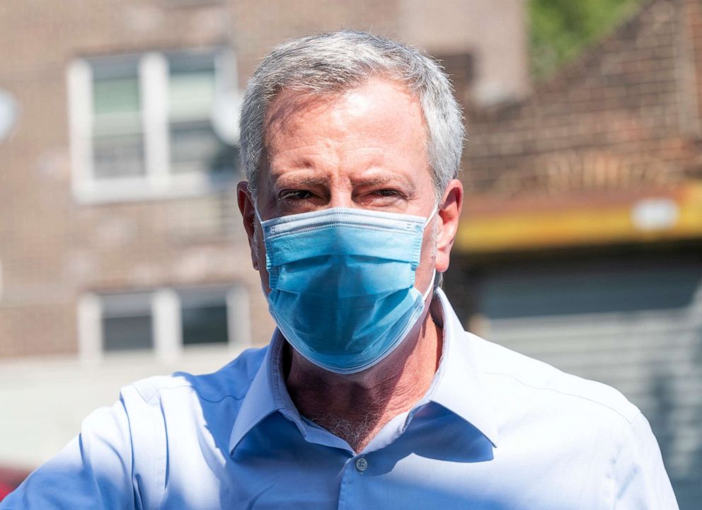 PHOTO: Mayor Bill de Blasio visits NYC Health+ Hospitals rapid testing site in the Bronx, Sept. 8, 2020.