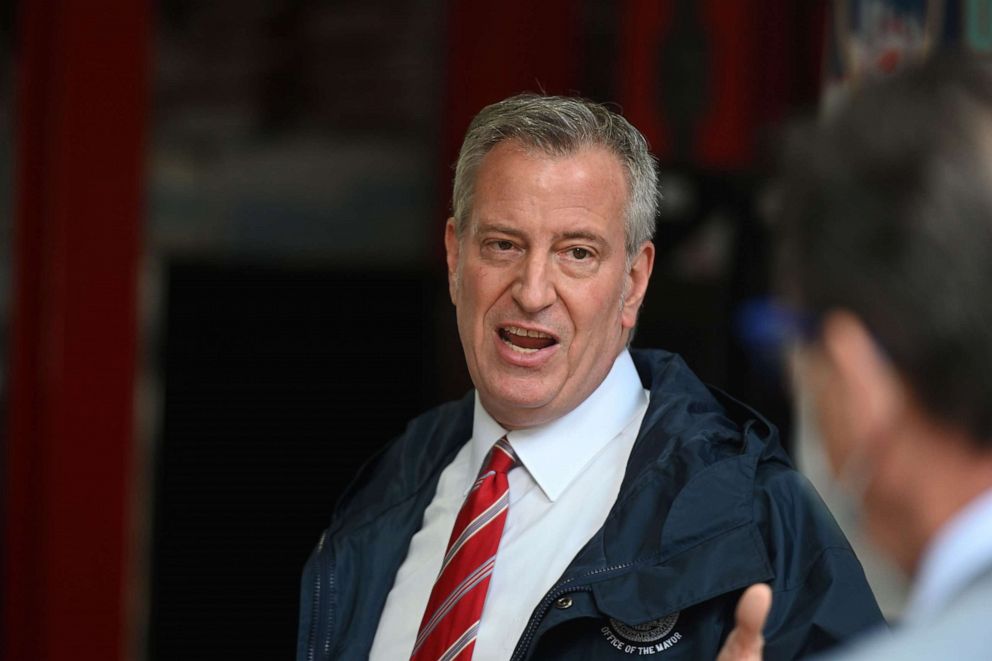 PHOTO: Mayor Bill de Blasio delivers food to EMS Station 4 in celebration of International Firefighters' Day in partnership with Frontline Foods, May 4, 2020.