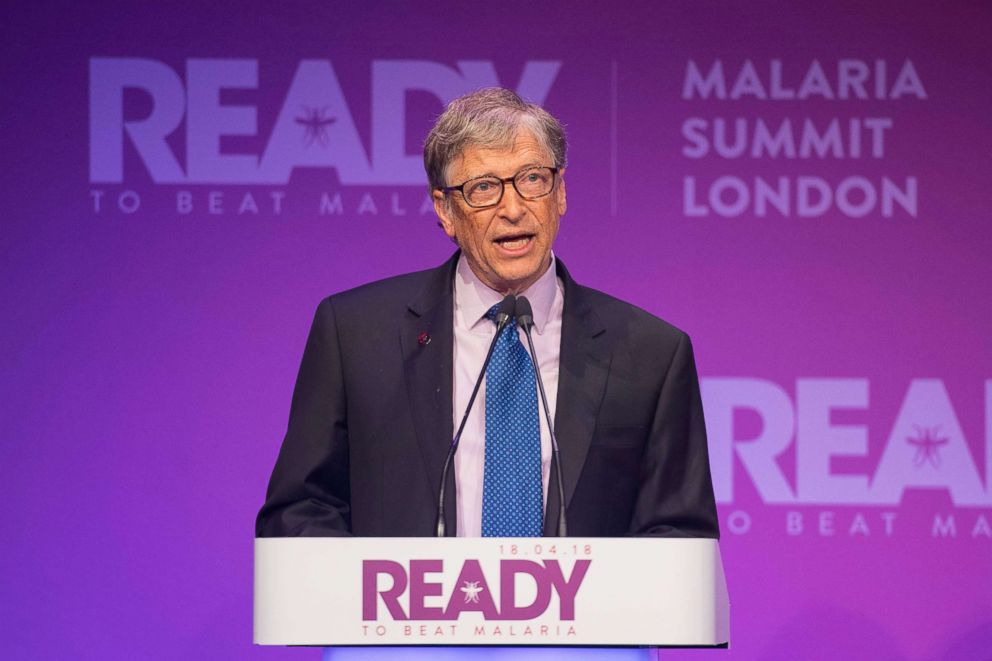 PHOTO: Bill Gates makes a speech at the Malaria Summit on the third day of the Commonwealth Heads of Government Meeting (CHOGM) in London, April 18, 2018.