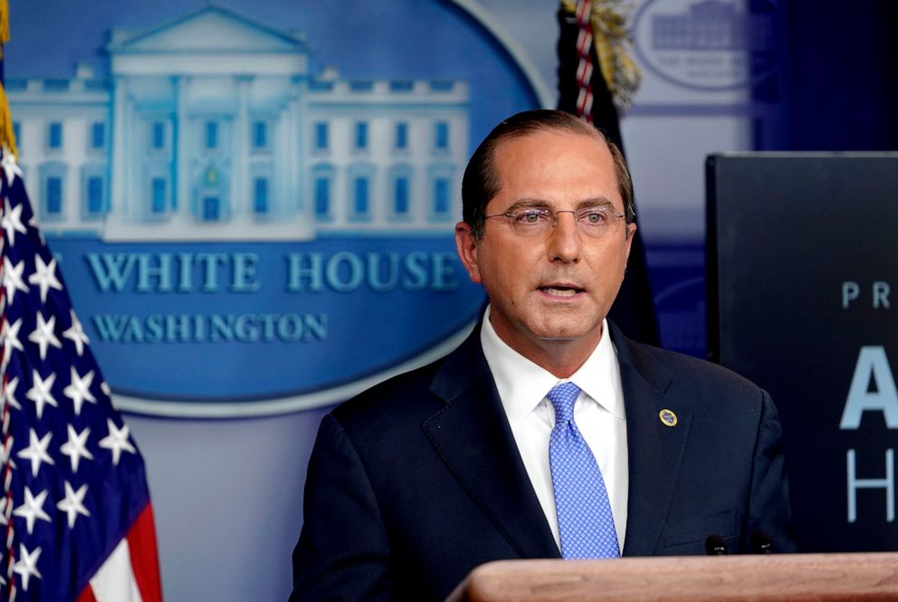PHOTO: Health and Human Services Secretary Alex Azar speaks during a news conference at the White House, Nov. 20, 2020.