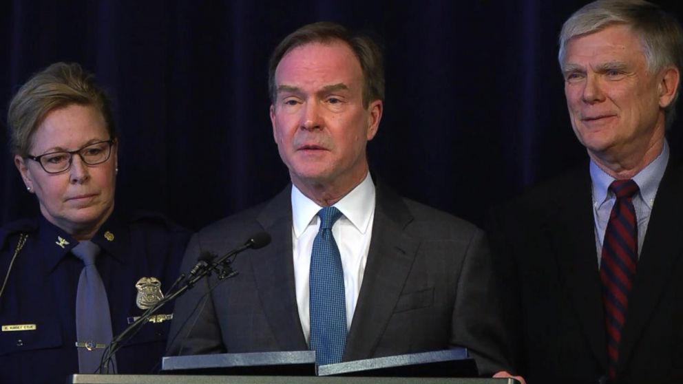 PHOTO: Michigan Attorney General Bill Schuette announced at a press conference, Jan. 27, 2018, that he has an open and ongoing investigation into systemic issues with sexual misconduct at Michigan State University that began in 2017.