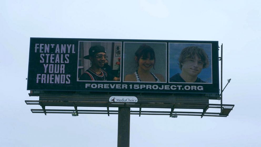 PHOTO: A billboard outside Austin, Texas, shows the faces of local teenagers who have recently died from drug overdoses.