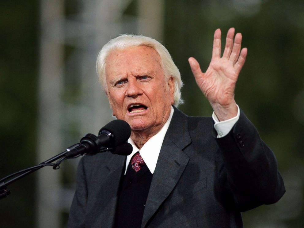 PHOTO: The Rev. Billy Graham, 86, delivers his sermon to a crowd of about 80,000 on the second day of the Greater New York Billy Graham Crusade at Flushing Meadows-Corona Park in Queens, New York, June 25, 2005.