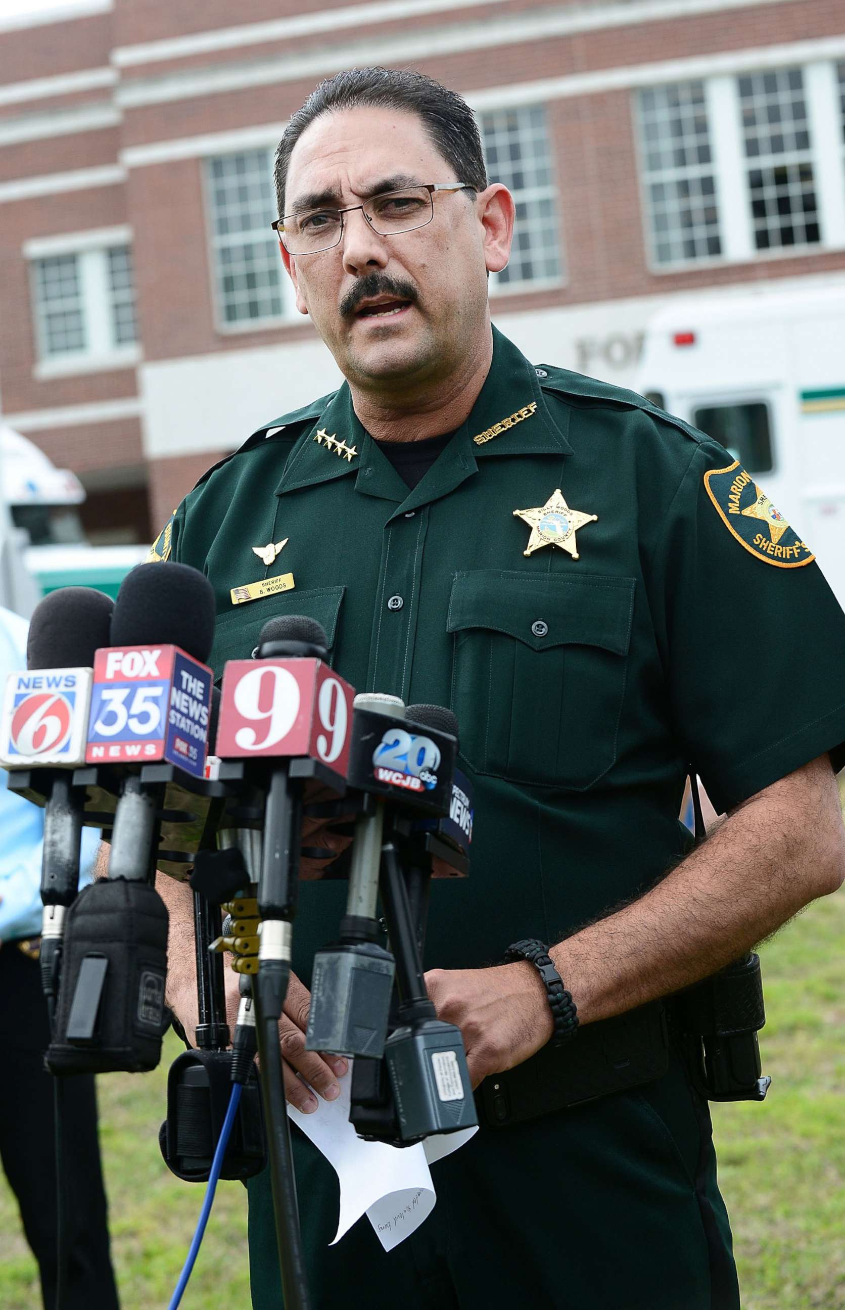 PHOTO: Marion County Sheriff Billy Woods speaks during a press conference after a shooting at Forest High School, April 20, 2018, in Ocala, Florida.