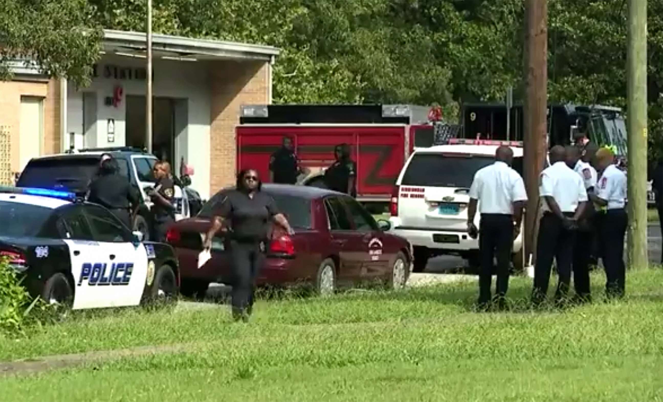 PHOTO: Police respond to a firehouse where two firefighters were shot in Birmingham, Ala., July 12, 2023.