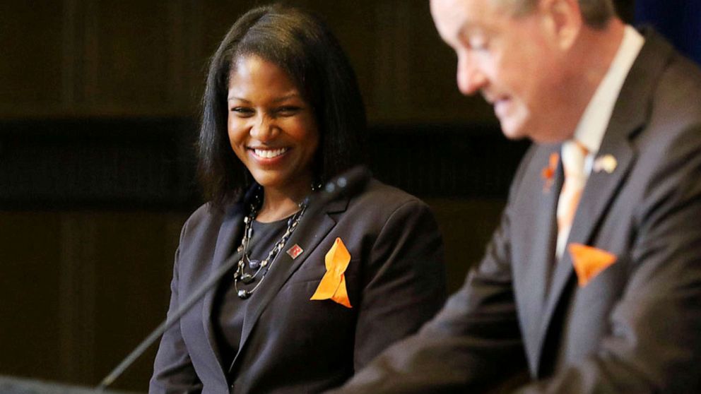 PHOTO: Fabiana Pierre-Louis is nominated to the New Jersey Supreme Court by Gov. Phil Murphy during a during a news conference in Trenton, N.J., June 5, 2020.