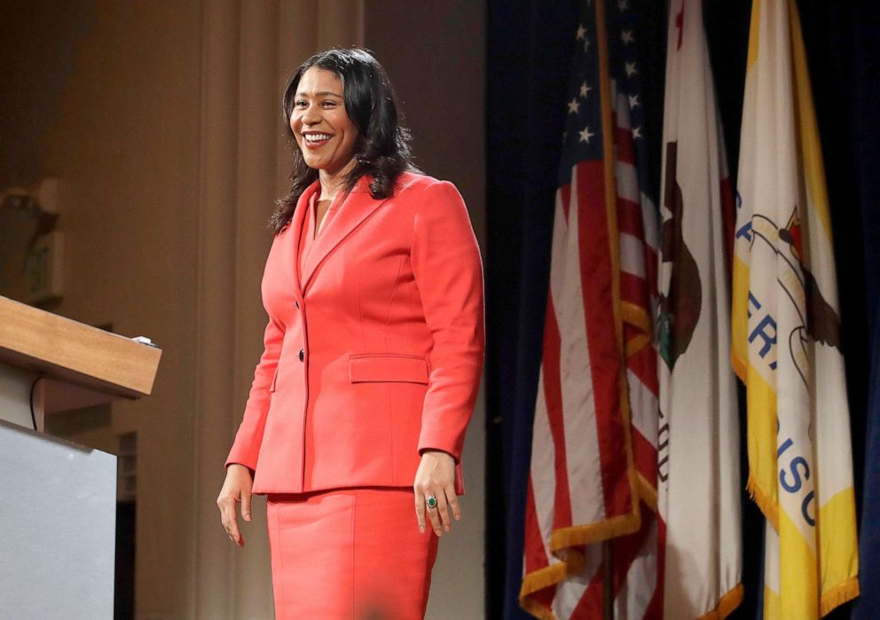 PHOTO: San Francisco Mayor London Breed smiles while delivering her state of the city address in San Francisco, Jan. 30, 2019. 