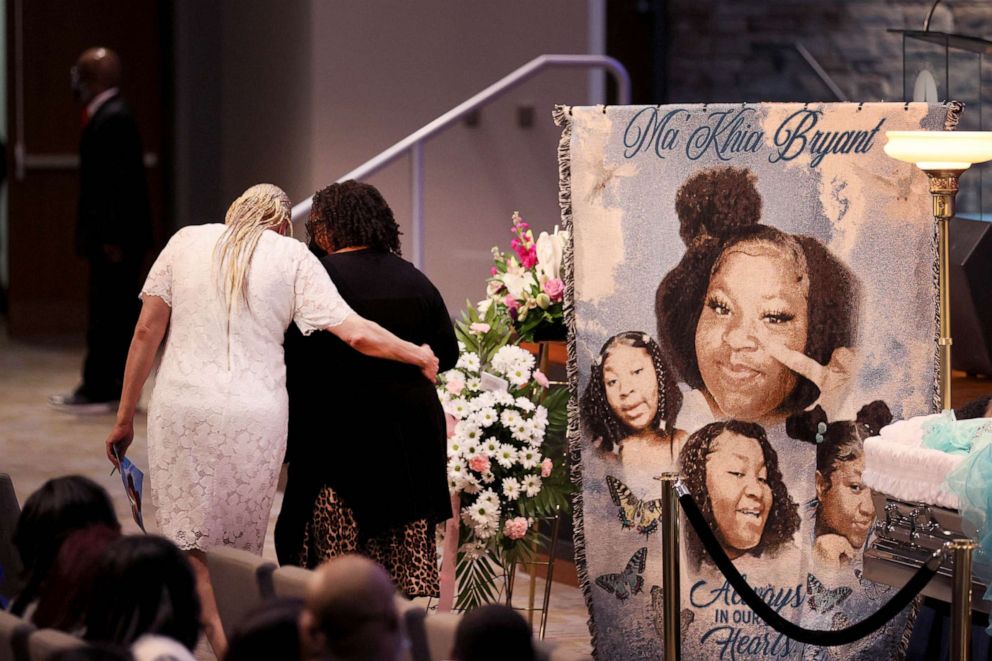 PHOTO: Family and friends attend a visitation and funeral service for 16-year-old Ma'Khia Bryant at the First Church of God on April 30, 2021 in Columbus, Ohio. 