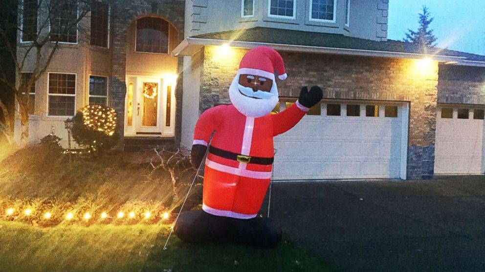 Slashed Inflatables Oregon couple finds black Santa Claus inflatable slashed in front yard ...