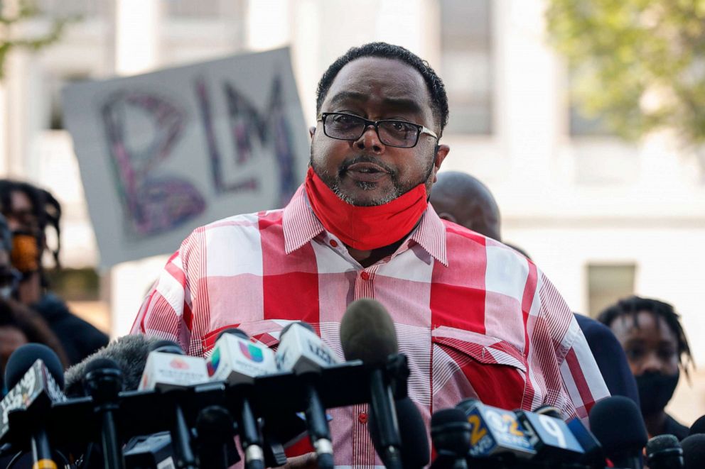 PHOTO: Jacob Blake, Sr., father of Jacob Blake. Jr., speaks during a press conference outside of the County Courthouse in Kenosha, Wis., Aug. 25, 2020. 