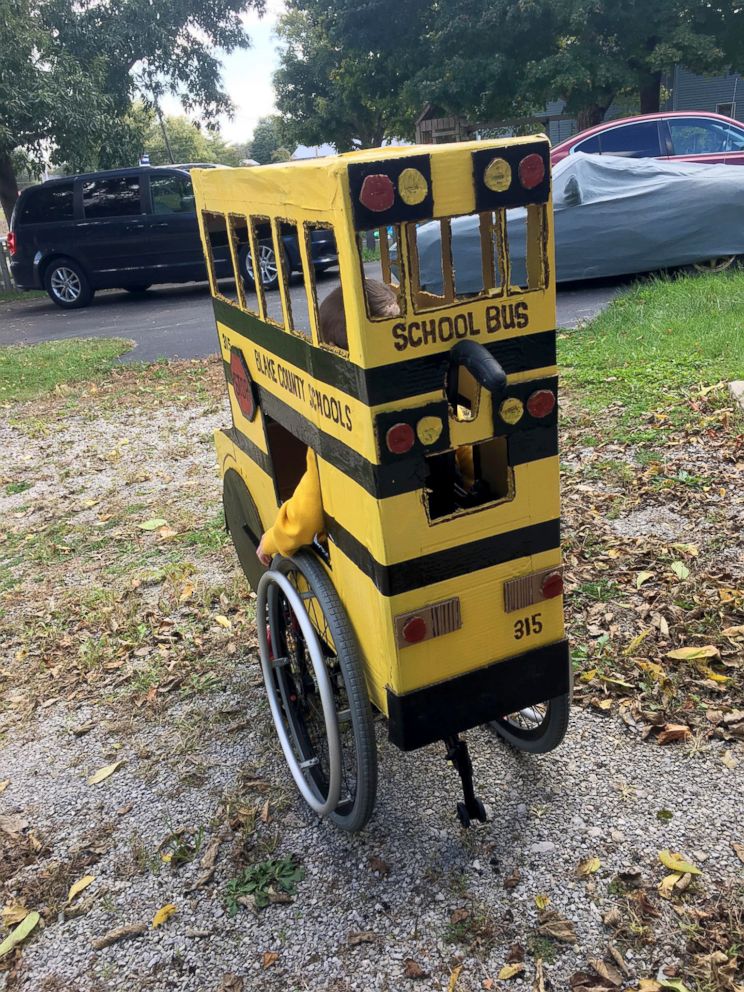 PHOTO: Blake Mompher, 5, shows off his school-bus Halloween costume.