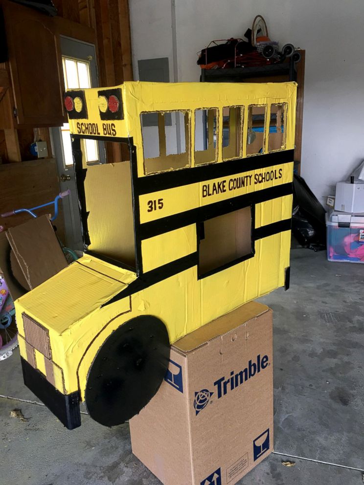 PHOTO: Blake Mompher, 5, shows off his school-bus Halloween costume.