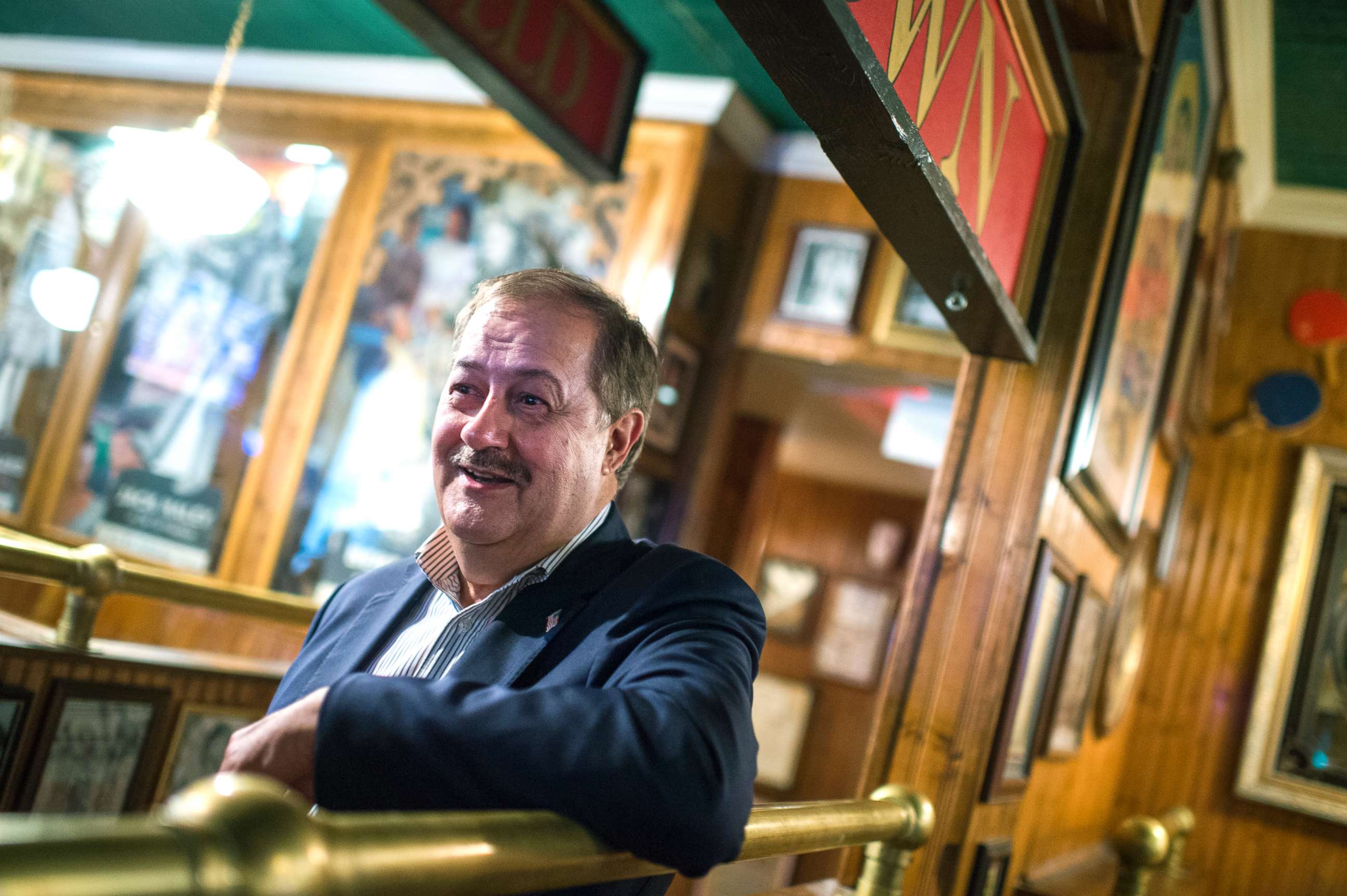 PHOTO: Don Blankenship, who is running for the Republican nomination for Senate in West Virginia, attends a town hall meeting at Macado's restaurant in Bluefield, W.Va., May 3, 2018. 
