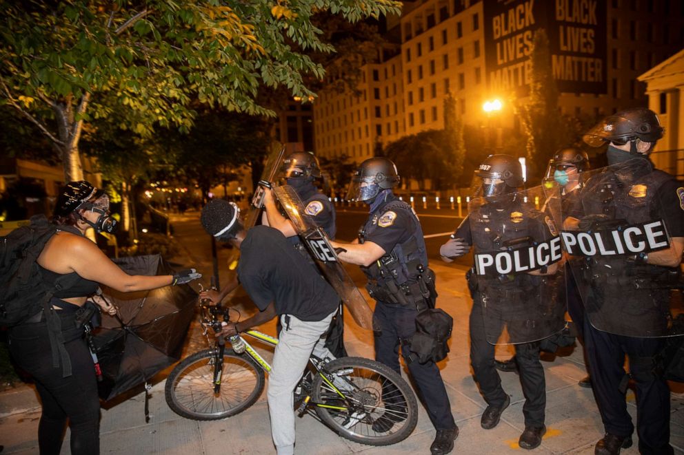 PHOTO: Protesters and Washington DC Police clash at Black Lives Matter Plaza, August 30, 2020 in Washington, DC.