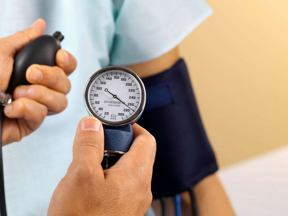 PHOTO: A person's blood pressure appears to be taken in this undated stock photo.