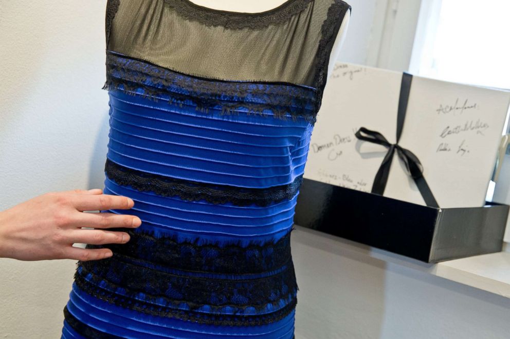 PHOTO: A striped dress that became an internet sensation is exhibited a the museum in Nuremberg, Germany, March 9, 2015.