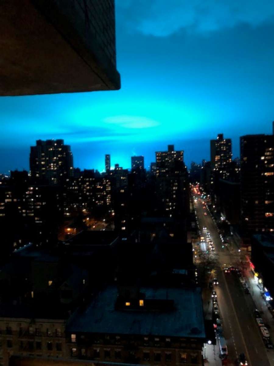PHOTO: The NYPD is investigating a transformer explosion that caused the sky to turn blue above New York City Thursday night. December 27, 2018.