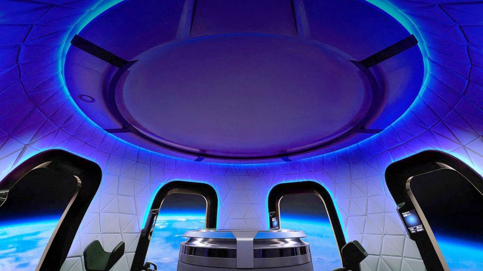 PHOTO: An undated handout courtesy of Blue Origin, shows the interior of the Blue Origin Crew Capsule. 
