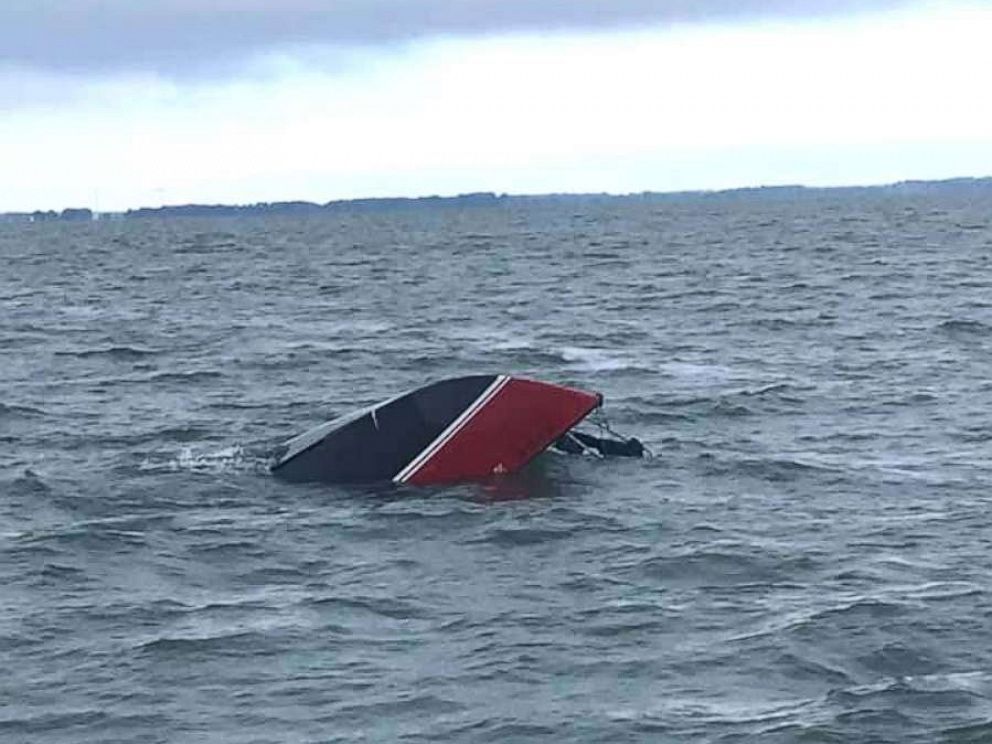 PHOTO: Boaters from the Port Clinton Fishermans Wharf in Ohio found a man who had been clinging to his capsized sailboat for 12 hours on Monday, Aug. 19.