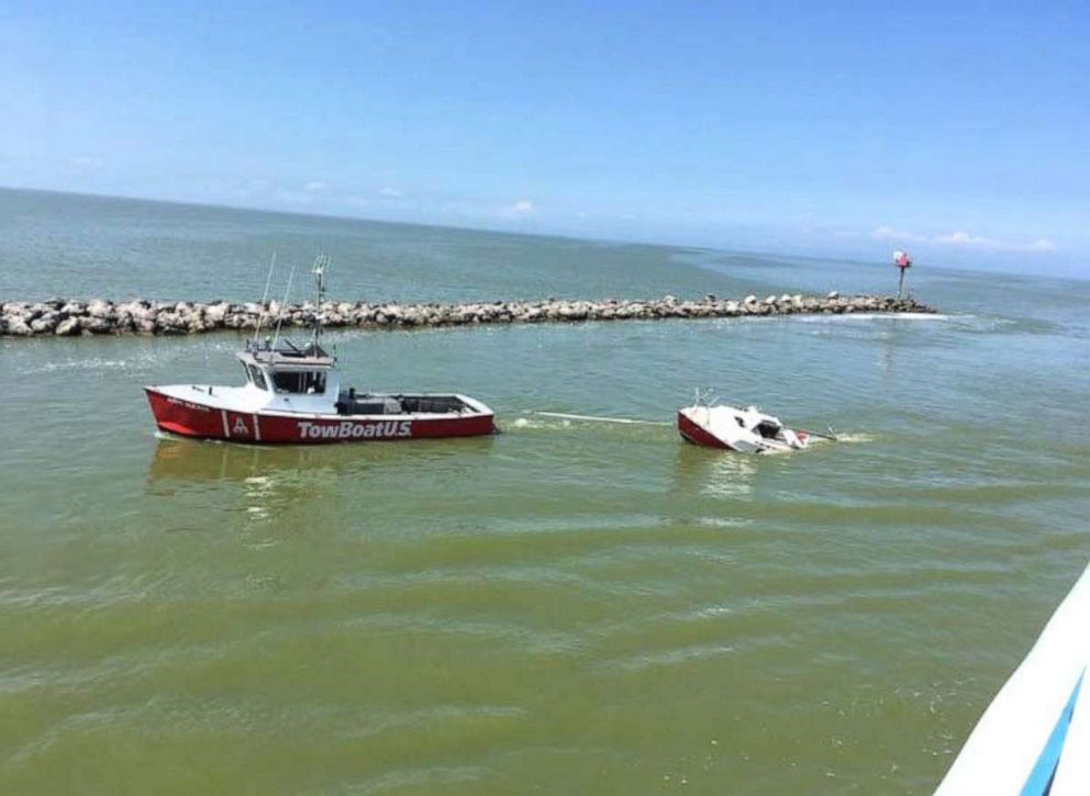 PHOTO: Boaters from the Port Clinton Fisherman's Wharf in Ohio found a man who had been clinging to his capsized sailboat for 12 hours on Monday, Aug. 19. 