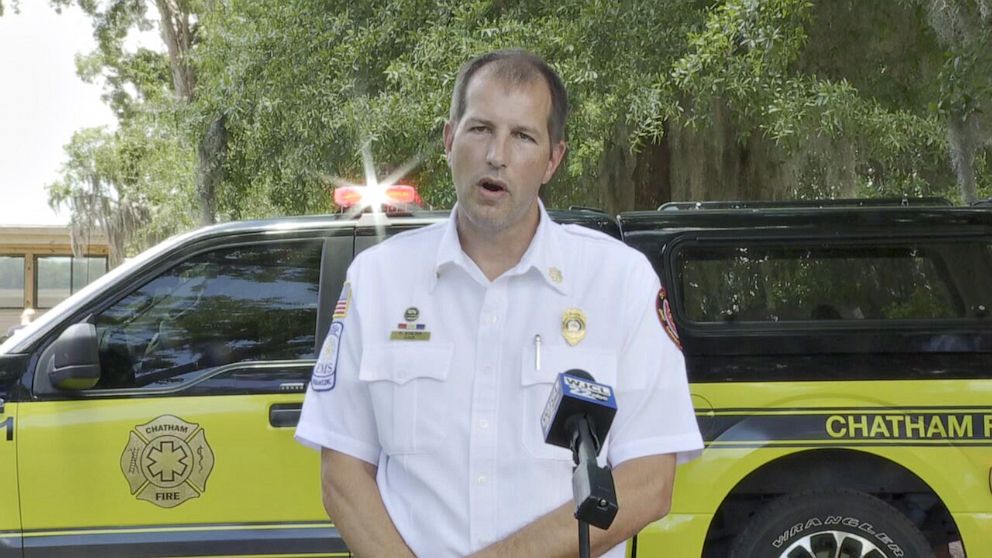 PHOTO: Bill Koster, chief of operations for Chatham County Emergency Services, speaks about a boat collision in Chatham County, Georgia on May 28, 20222.
