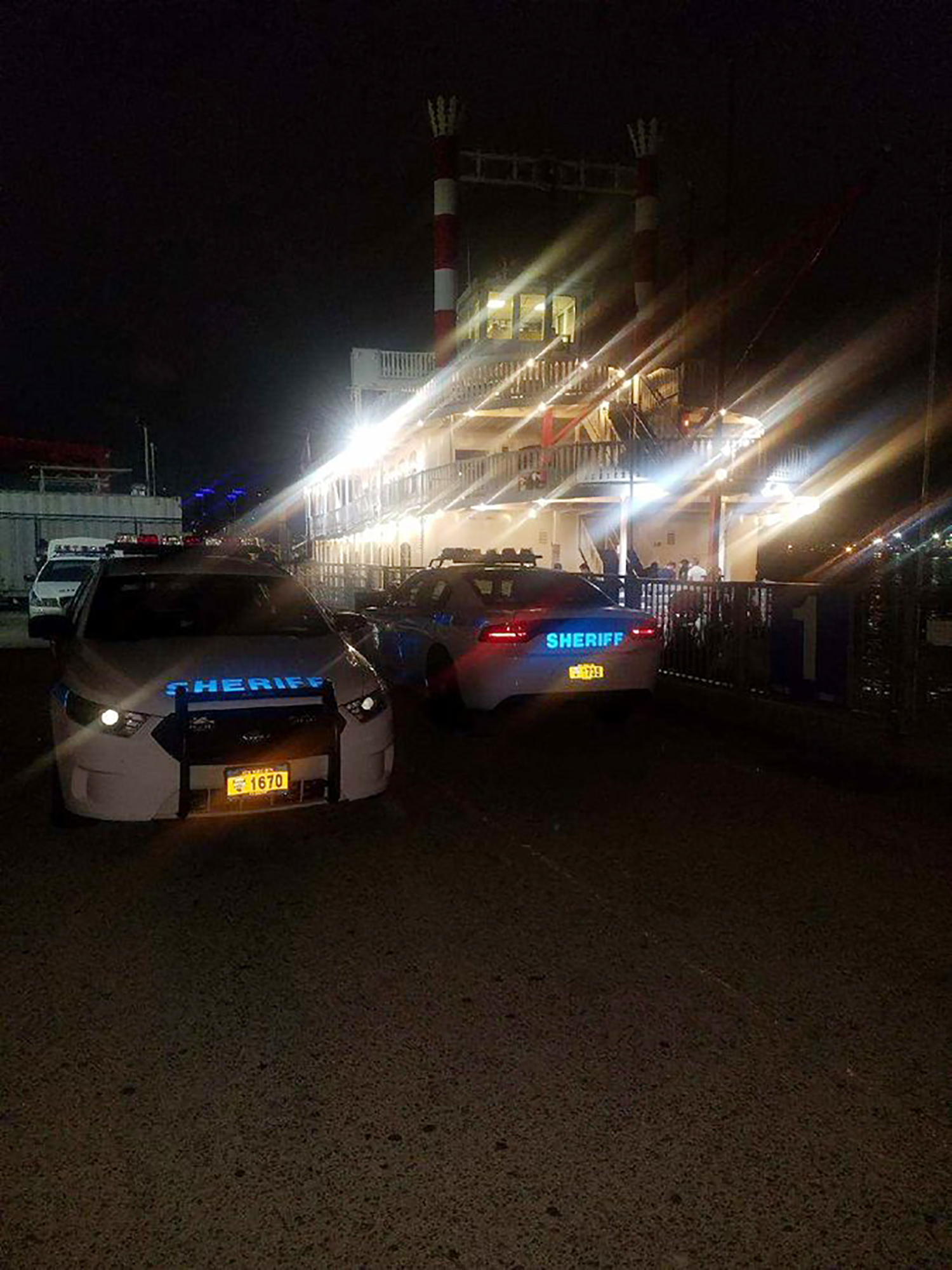 PHOTO: Police intercept the riverboat "Liberty Belle" at Pier 36 in New York City, Aug. 2, 2020 for flouting the rules and hosting a party with more than 170 guests on board.