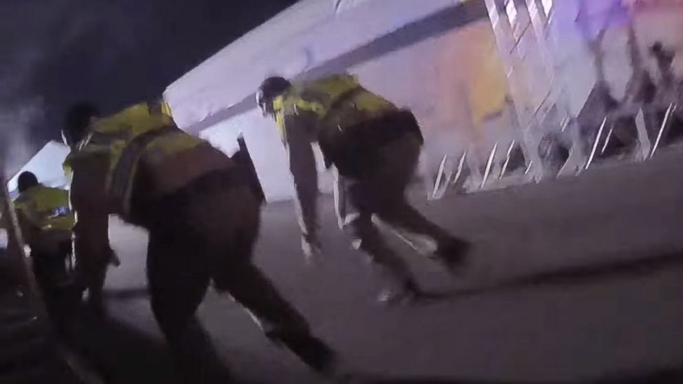 Police in Las Vegas on Oct. 3, 2017 released police body camera  footage showing the chaos amidst the Las Vegas mass shooting on Oct. 1, 2017.