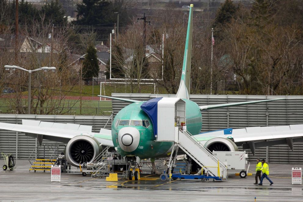 PHOTO: A Boeing Co. 737 Max 8 plane is seen at the company's manufacturing facility in Renton, Washington, March 12, 2019.