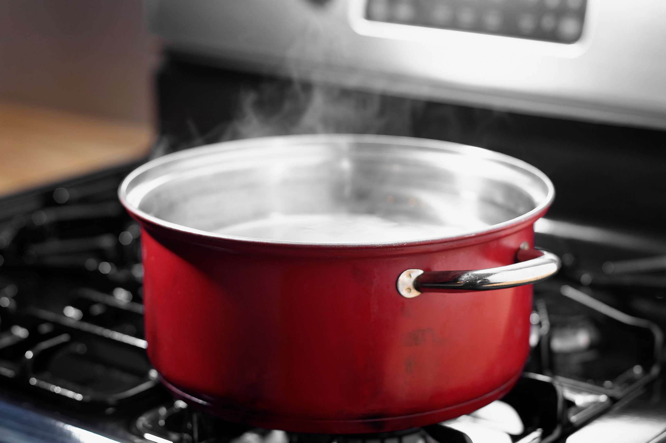 PHOTO: A pot of boiling water on a stove is seen in a stock photo.