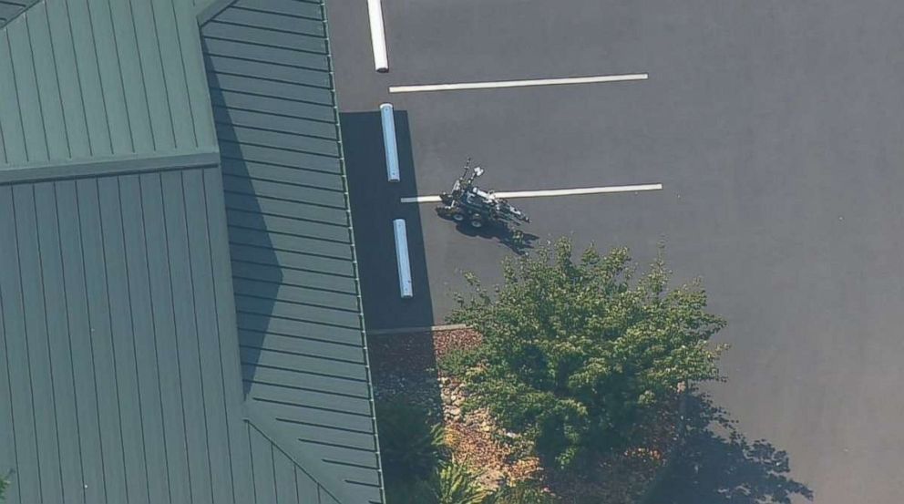 PHOTO: Someone set a small fire and left a fake bomb at a Jehovah's Witness hall in Yelm, Wash., on Aug. 8, 2018. The case was part of a series of fires and attacks at Kingdom Halls.