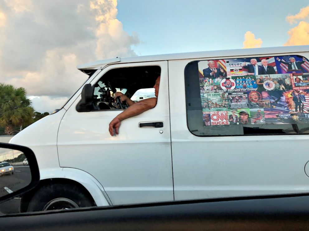 PHOTO: Mail bombing suspect Cesar Sayoc's van is seen in Boca Raton, Fla. on Oct. 18, 2018 in this picture obtained from social media.