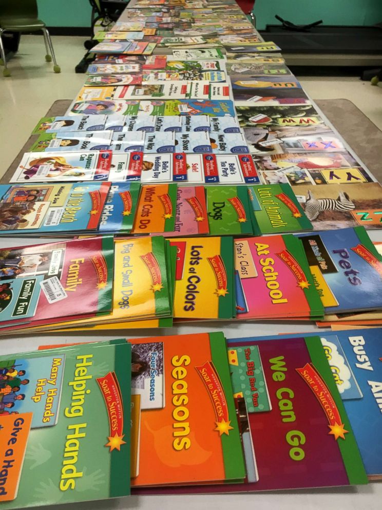 PHOTO: Books at South Polk Elementary School's Free Book Giveaway Day in May 2018.