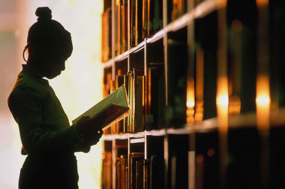 PHOTO: Stock photo of girl reading in a library.