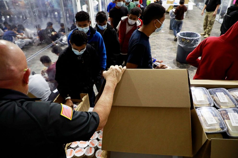 PHOTO: The temporary processing facilities in Donna, Texas, are seen in this March 17, 2021 photo released by United States Customs and Border Protection. 