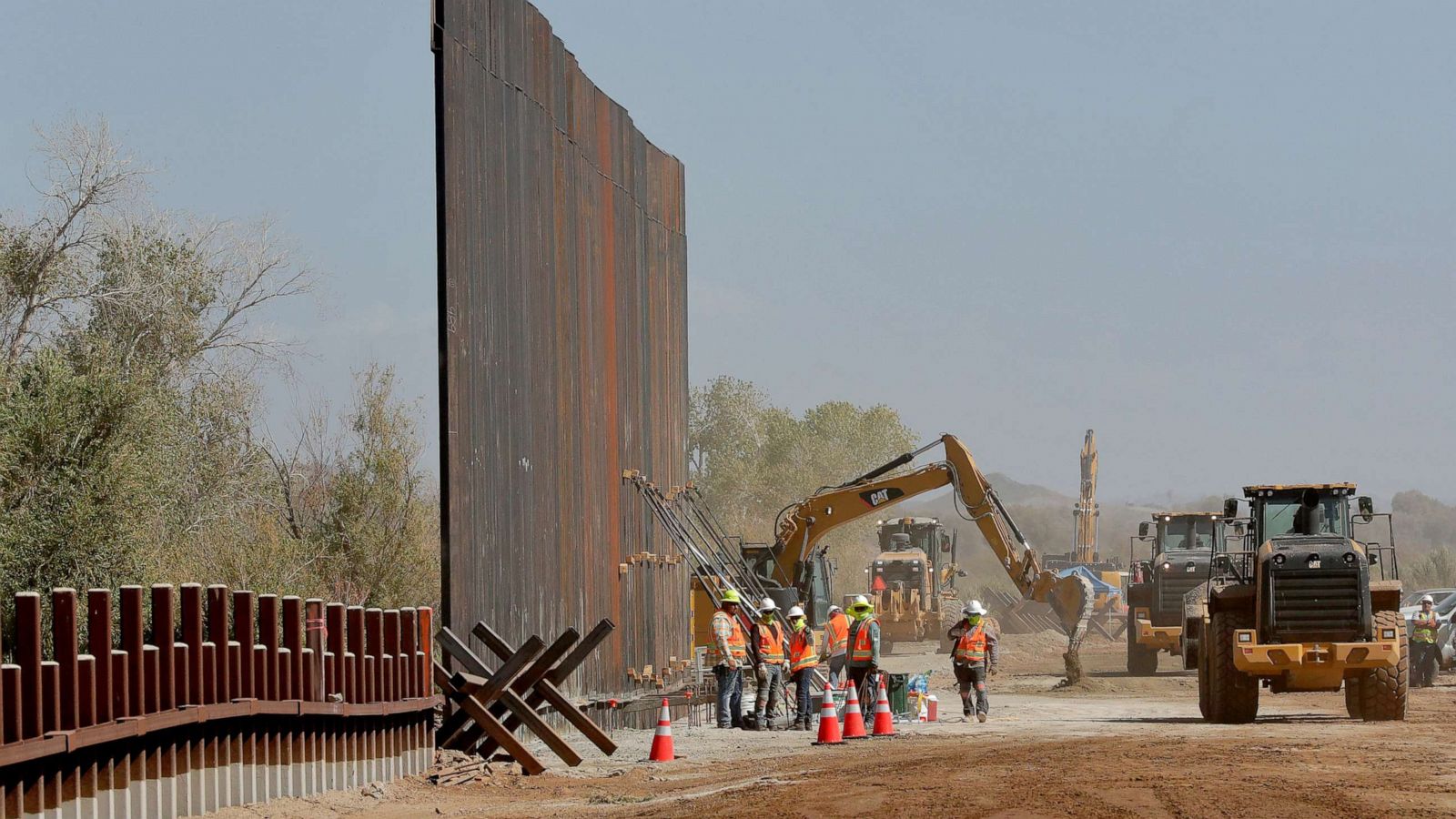 Border wall being constructed