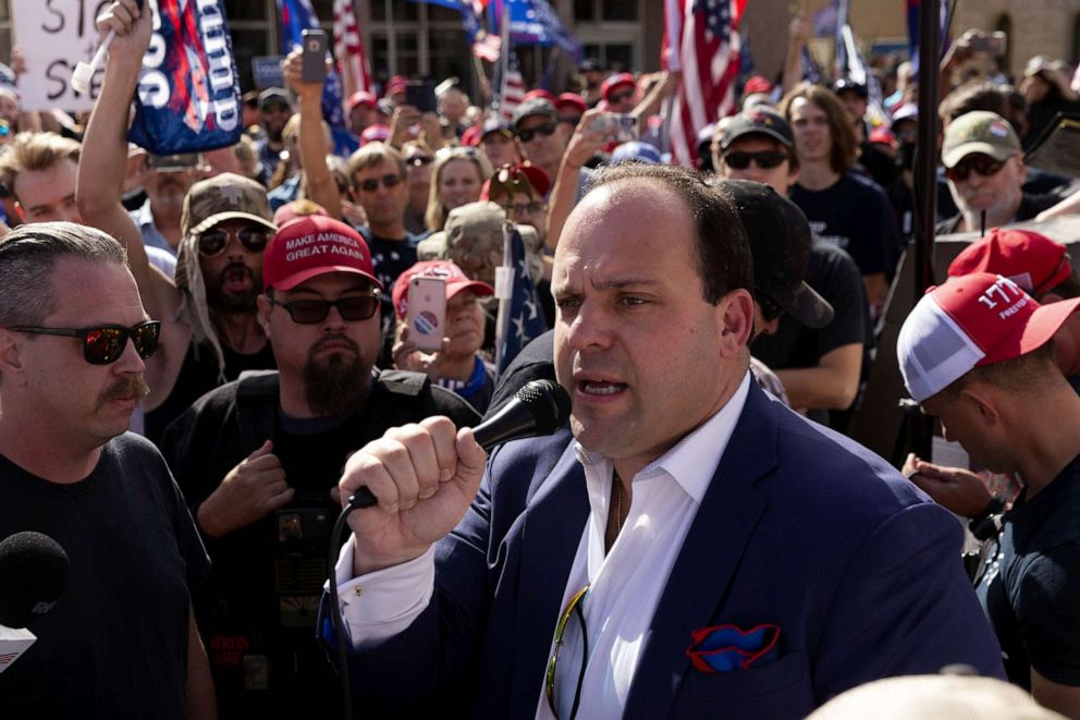 PHOTO: FILE - Boris Epshteyn, legal advisor for the Trump 2020 campaign, speaks in Phoenix, Arizona, Nov. 7, 2020.