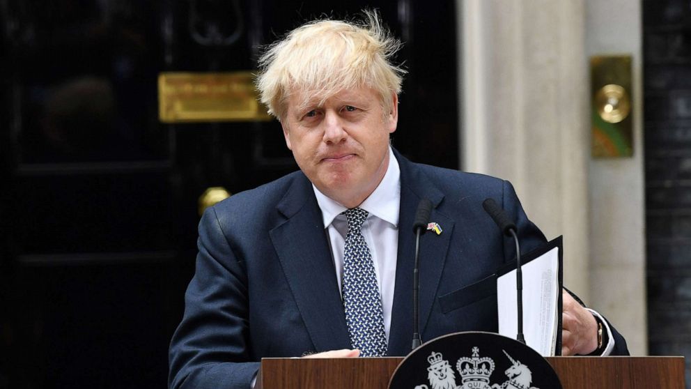 PHOTO: Boris Johnson delivers his resignation speech outside No.10 Downing Street in London, July 7, 2022.